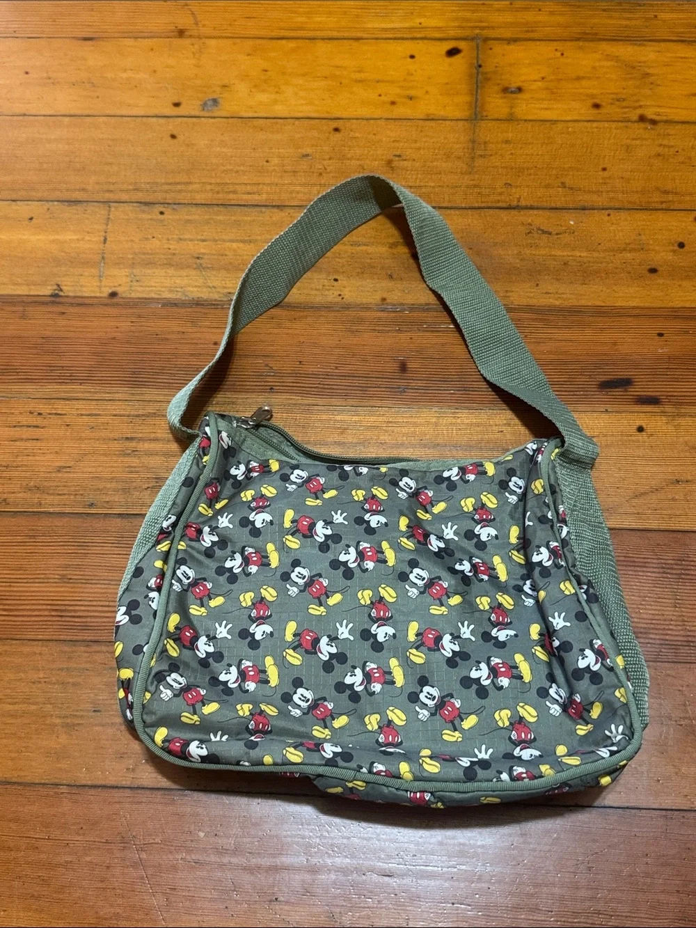 Unbranded Olive Green Mickey Pattern Crossbody Shoulder Bag - Picture 1 of 1